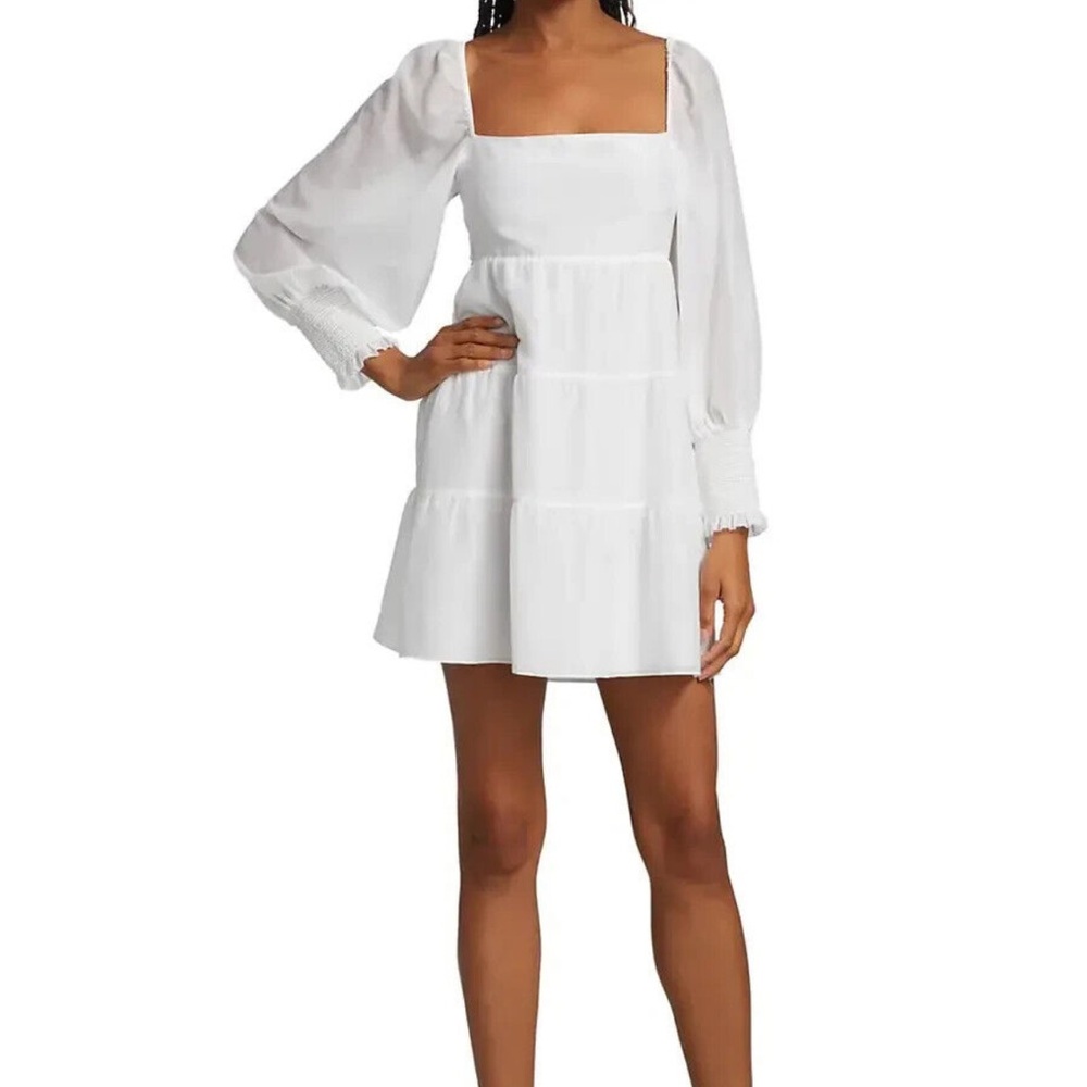 Alice + Olivia White Long Sleeve Dress